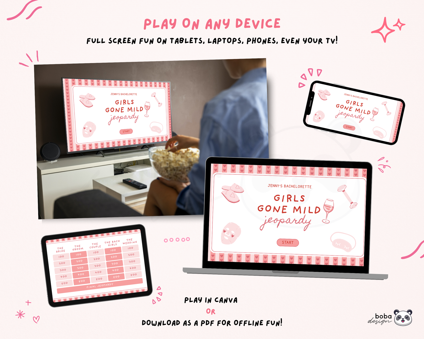 Heart Girls Gone Mild Bachelorette Jeopardy Game