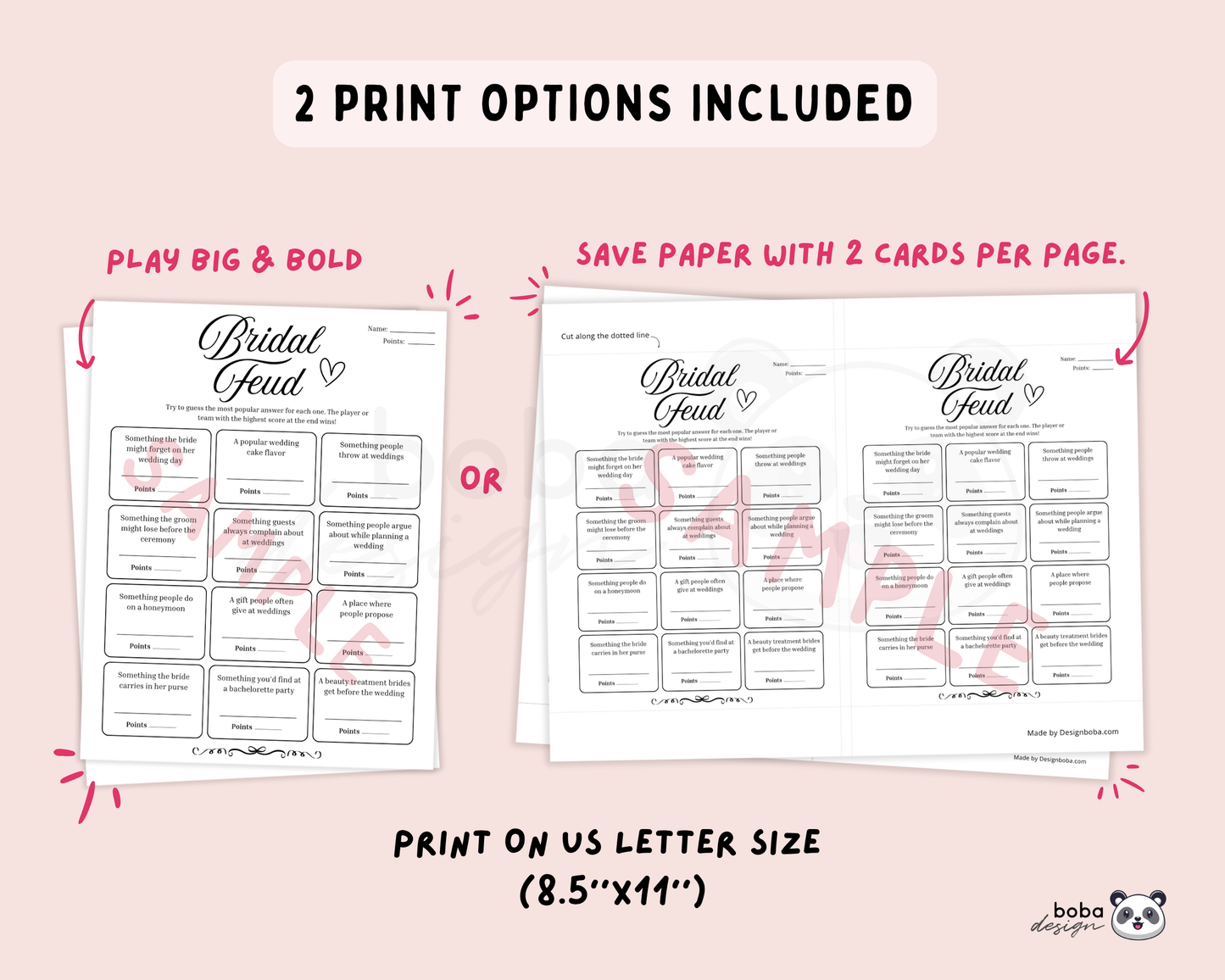 Printable Bridal Feud Game - Bachelorette Party Game