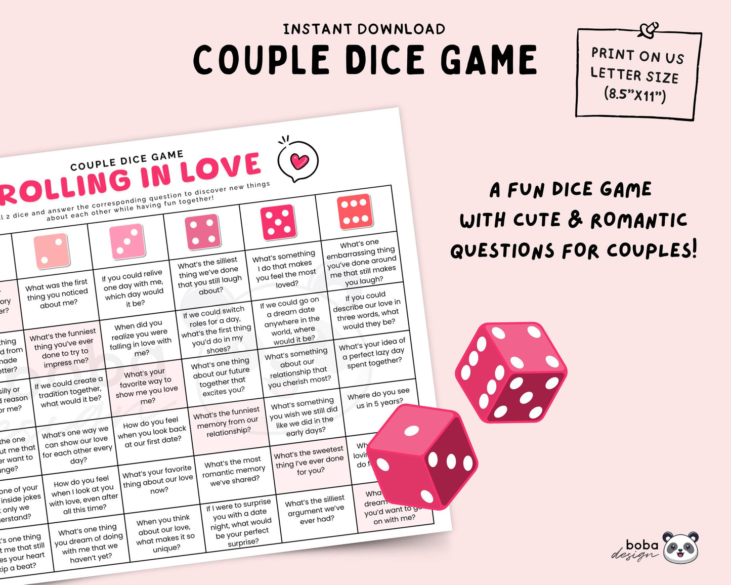 Romantic Dicebreaker - Printable Couples Date Night Game
