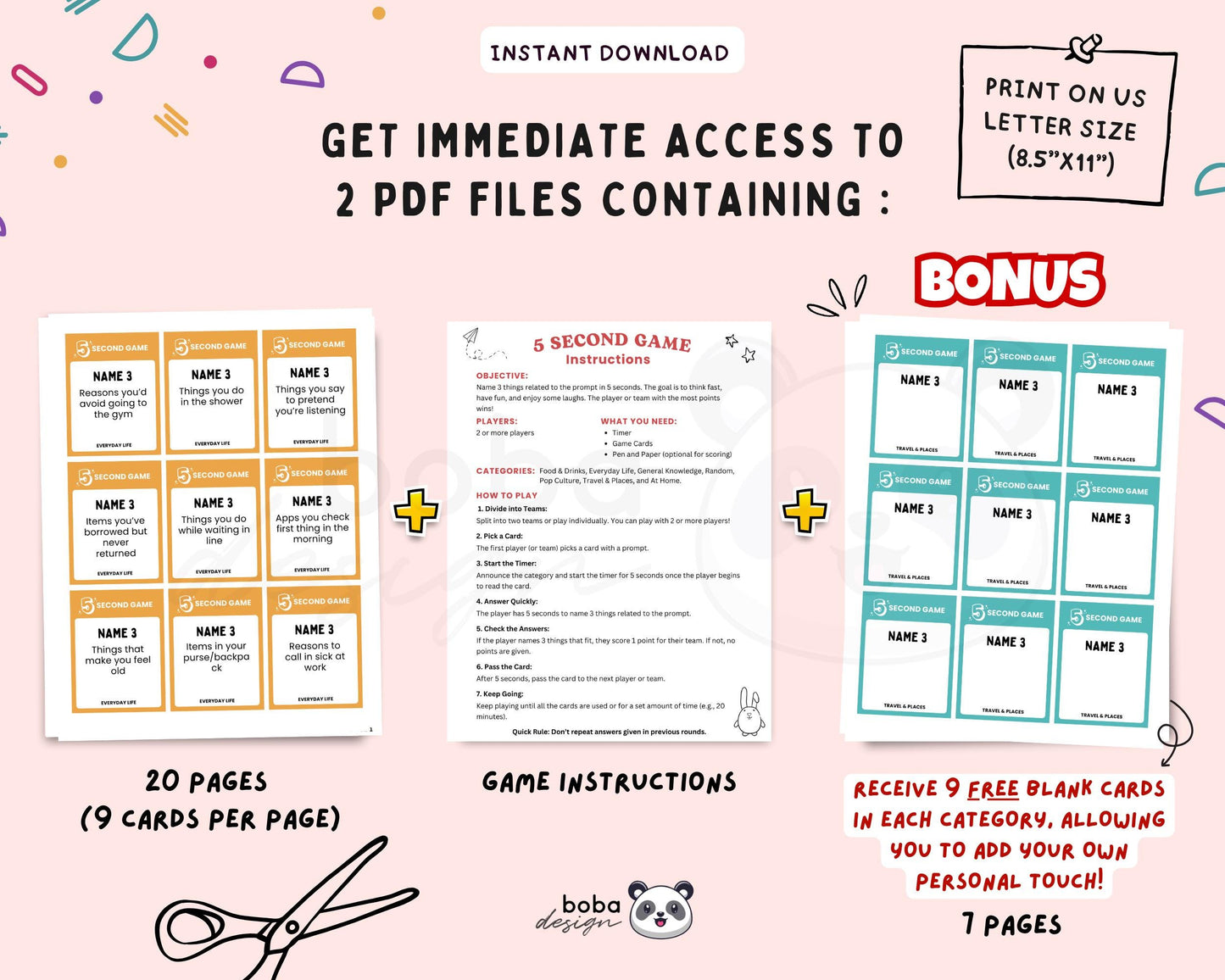 5-Second Challenge Game - Printable Party Game