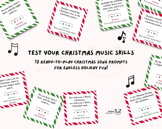 Finish the lyrics Game (72 cards) - Printable Christmas Carol Trivia