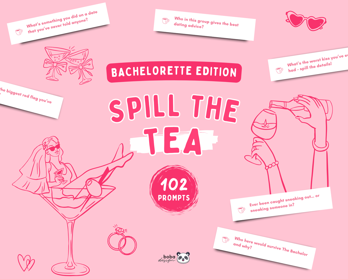 Spill the Tea - Viral TikTok Party Game, Girls Night Confession Cards (Printable)