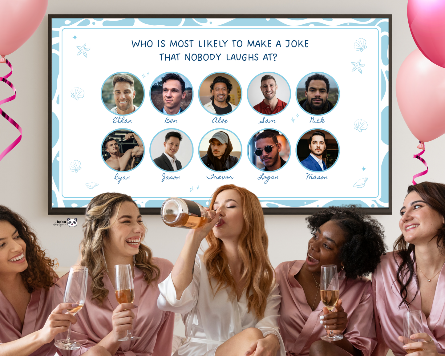 Gender Swap Bachelorette Game – Bridesmaids to Bridesmen (Editable Canva Template)