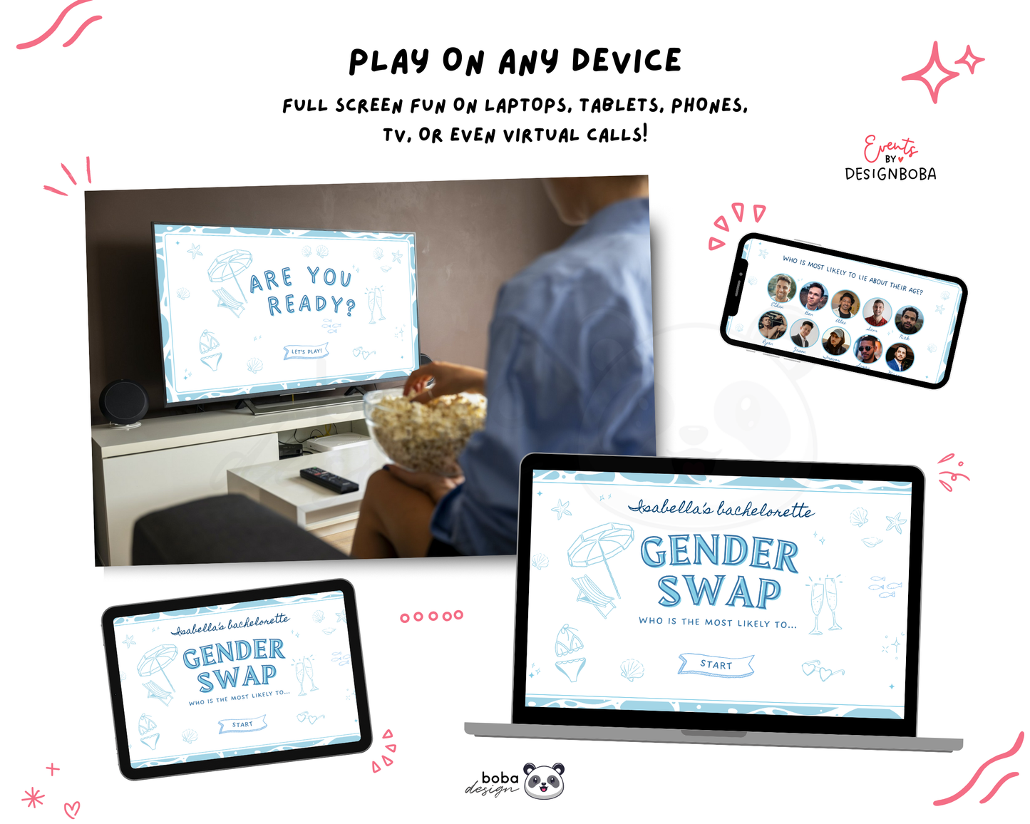 Gender Swap Bachelorette Game – Bridesmaids to Bridesmen (Editable Canva Template)