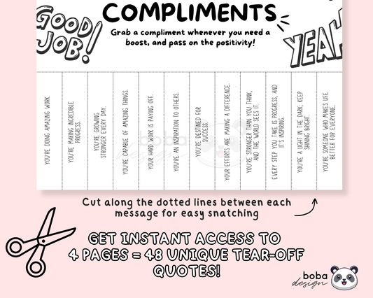 4 Funny Emergency Compliments Tear-Off - Printable Office Sign