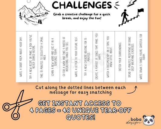 4 Daily Challenges Tear-Off - Printable Office Sign