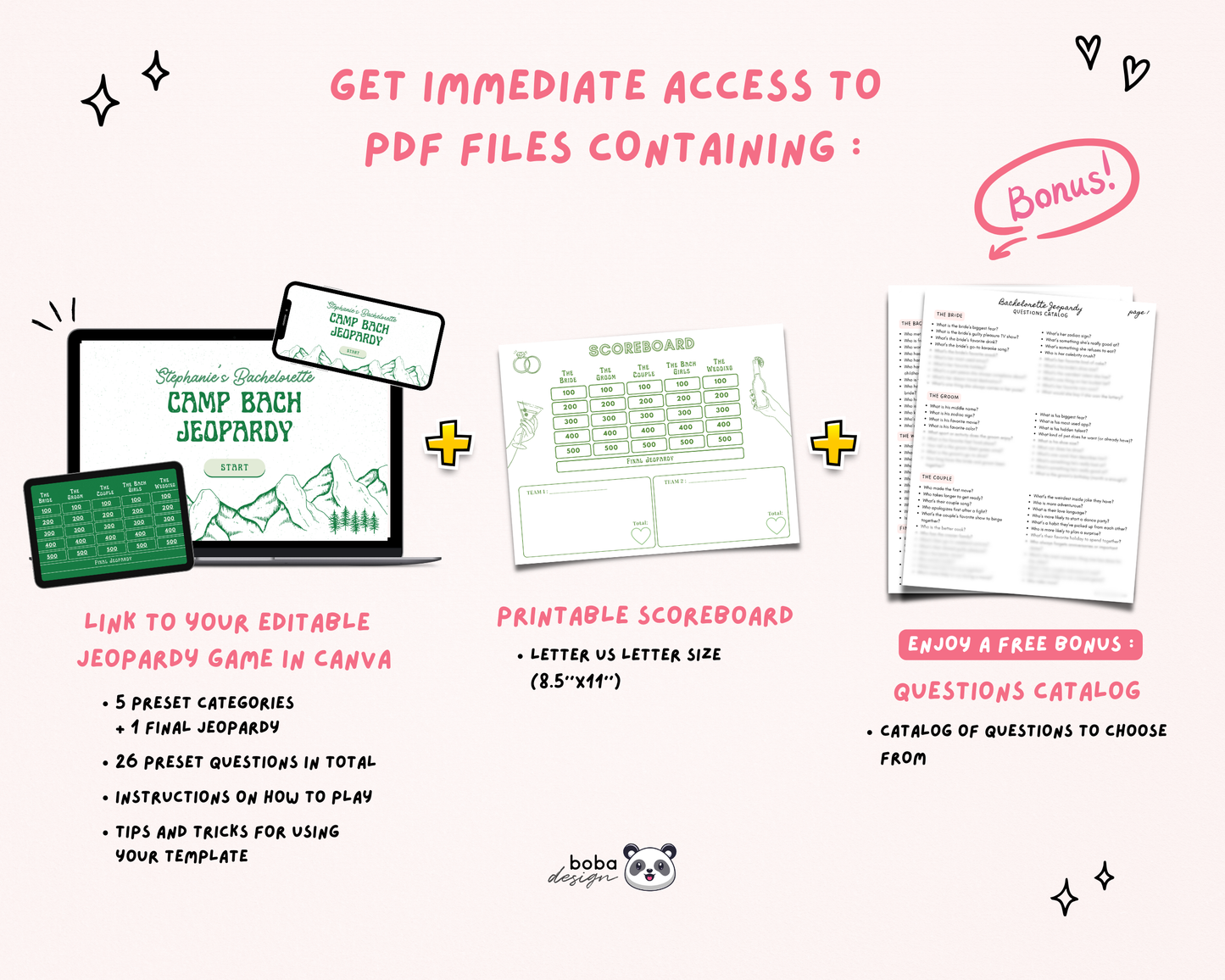 Green Camp Bachelorette Jeopardy Game (Canva Template)
