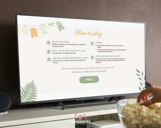 Neutral Baby Shower Jeopardy Game