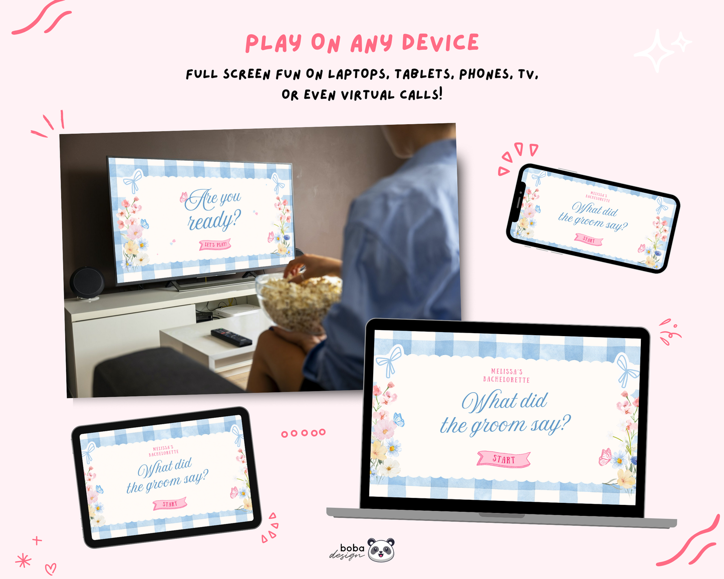 Blue Floral Fresh off the Market What Did the Groom Say Game