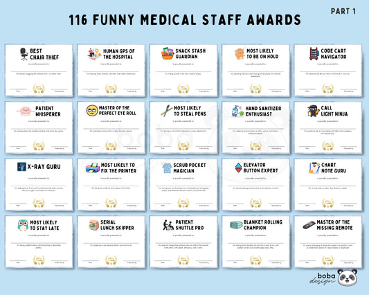 116 Printable Funny Medical Staff Awards - Appreciation Awards