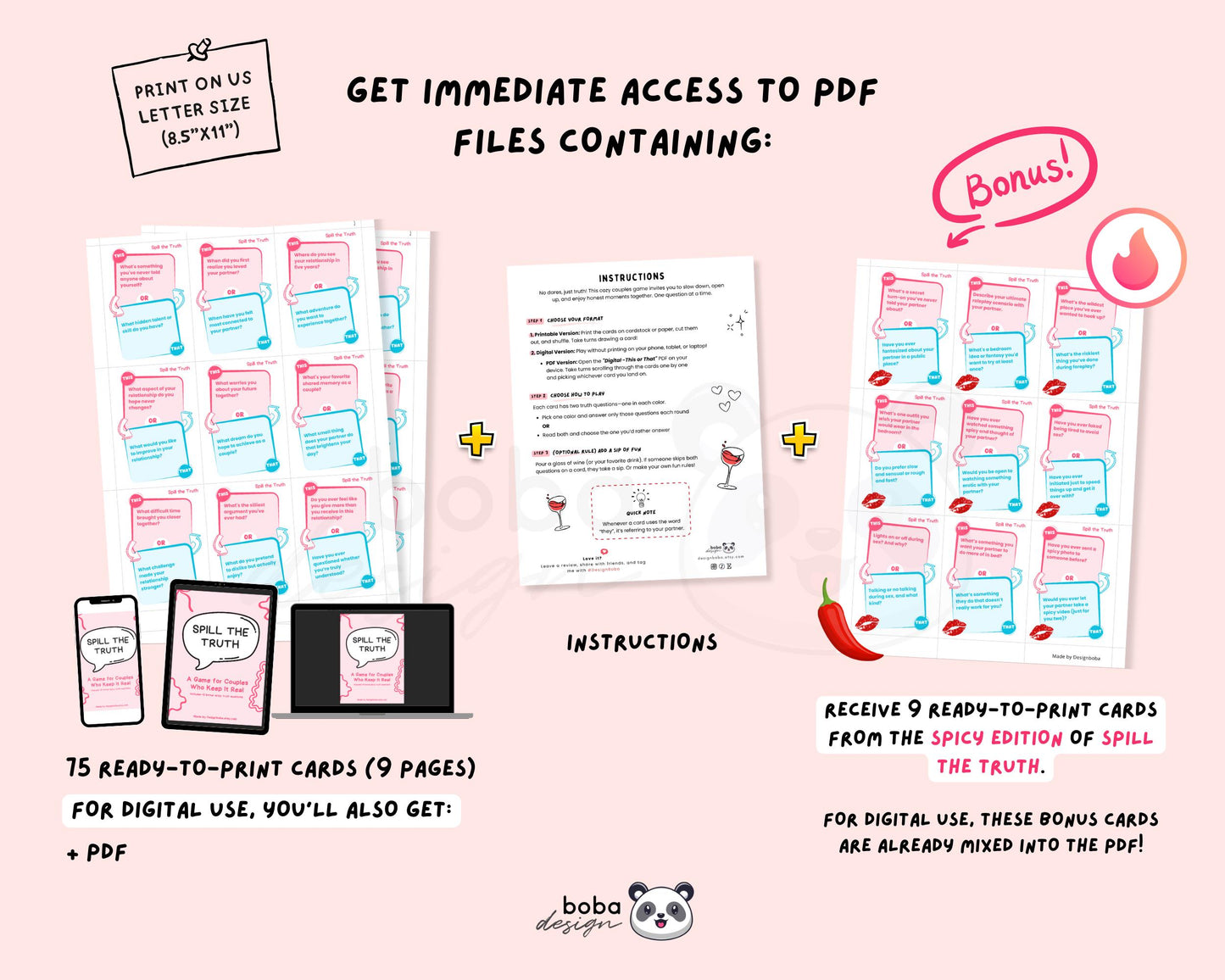 Spill the Truth - Printable This or That Couple Drinking Game Cards