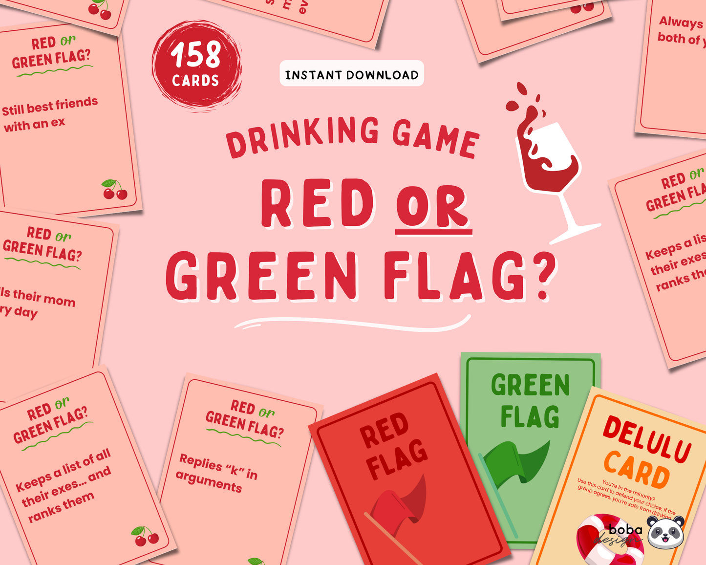 Red Flag or Green Flag Game – Drinking Game for Girls’ Night, Bachelorette, or Party