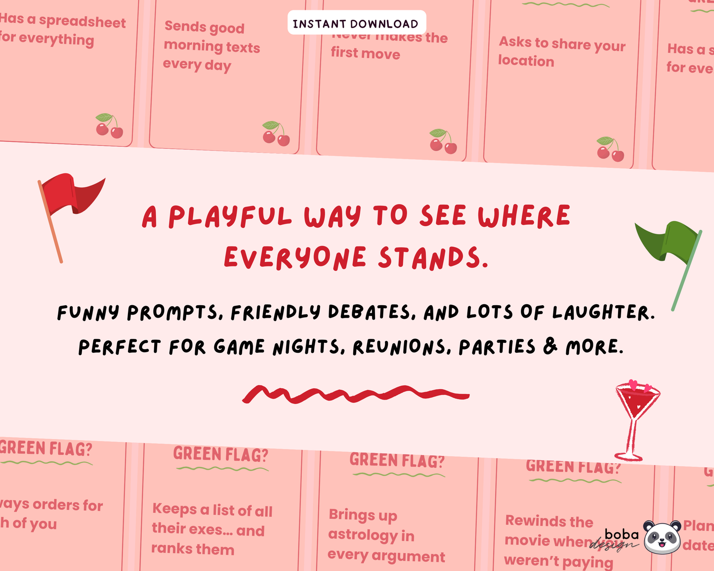 Red Flag or Green Flag Game – Drinking Game for Girls’ Night, Bachelorette, or Party