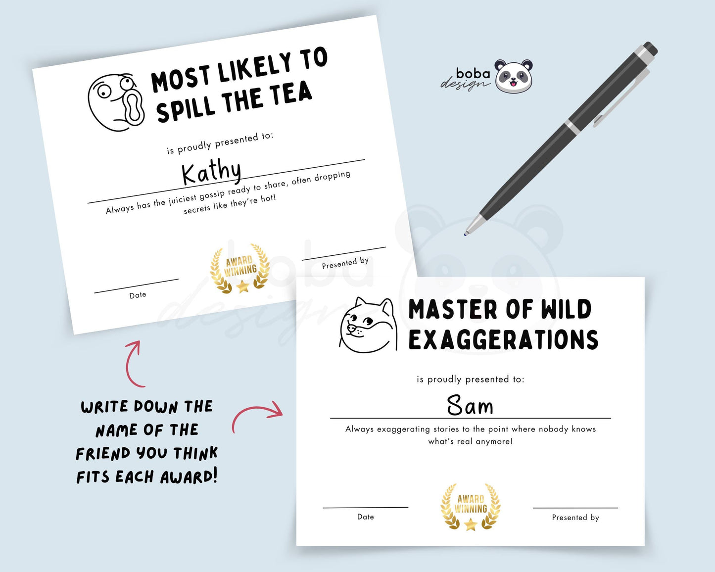 35 Funny Friends Awards - Printable Appreciation and Reunion Gift