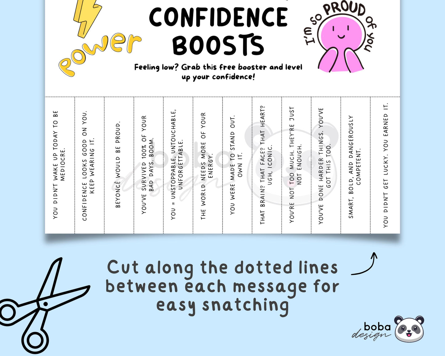 Funny Emergency Confidence Boosts Tear-Off - Printable Office Sign, Cubicle Decor