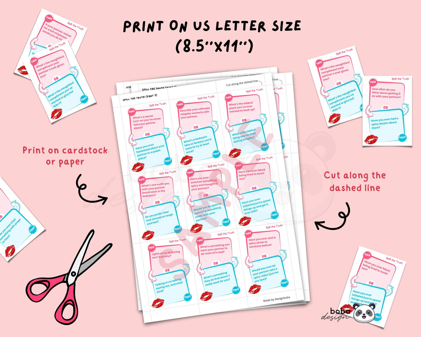 Spill the Truth (Spicy Edition) - Printable This or That Couple Drinking Game Cards