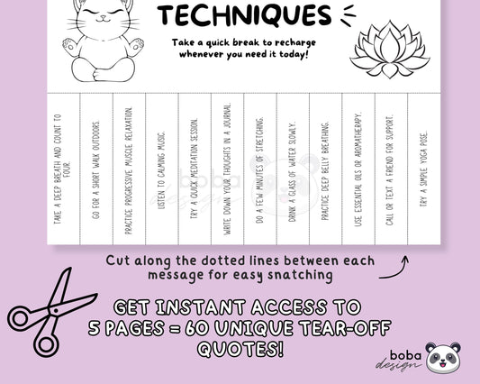 5 Stress Relief Techniques Tear-Off - Printable Office Sign