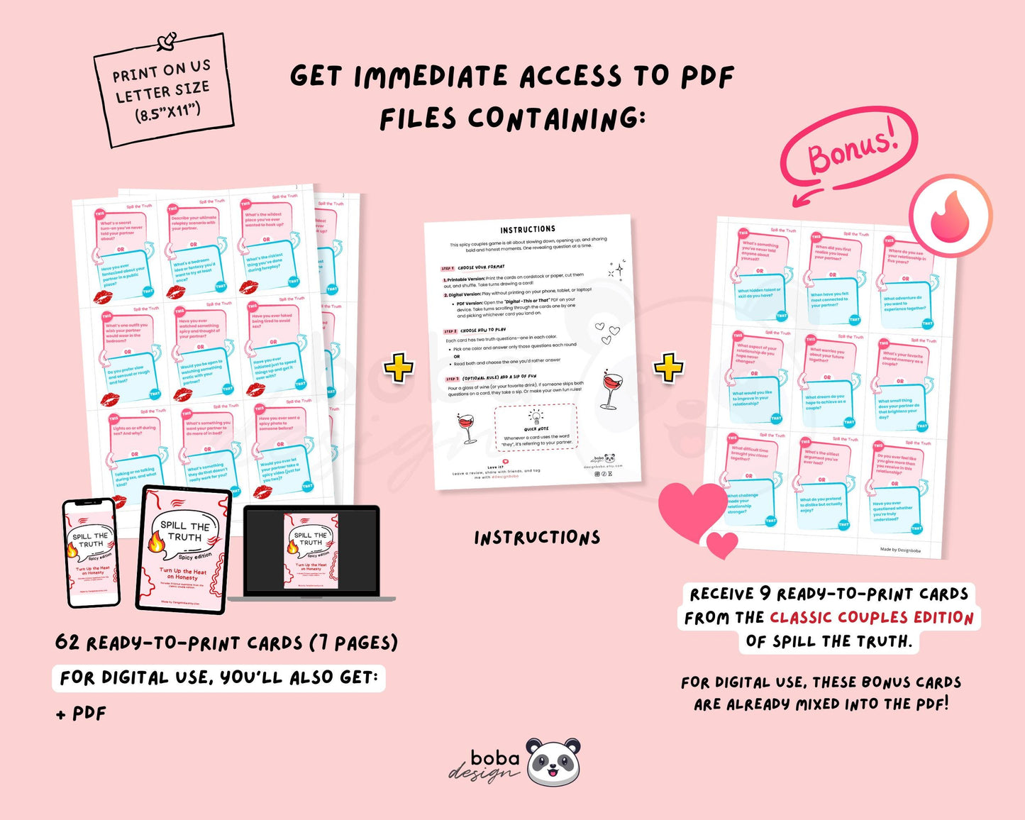 Spill the Truth (Spicy Edition) - Printable This or That Couple Drinking Game Cards