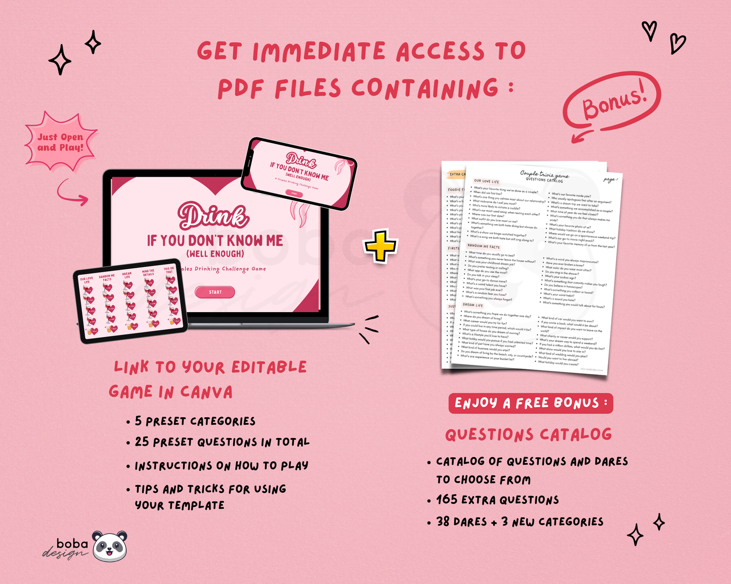 Couple Trivia Drinking Game – Editable Canva Template for Date Night
