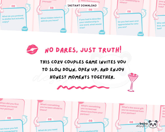 Spill the Truth - Printable This or That Couple Drinking Game Cards