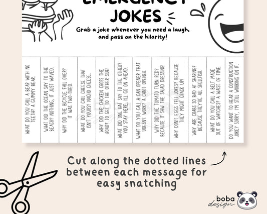 Funny Emergency Jokes Tear-Off Sign - Printable Office and Break Room Decor
