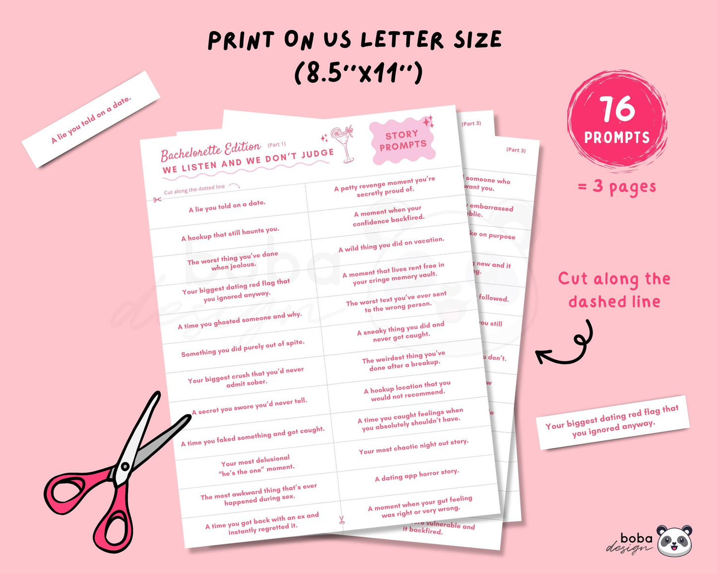 We Listen and We Don’t Judge – Viral TikTok Bachelorette Game (Printable)