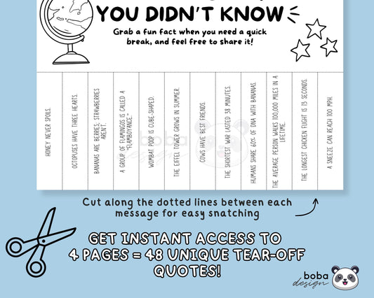 4 Fun Facts You didn't know Tear-Off - Printable Office Sign