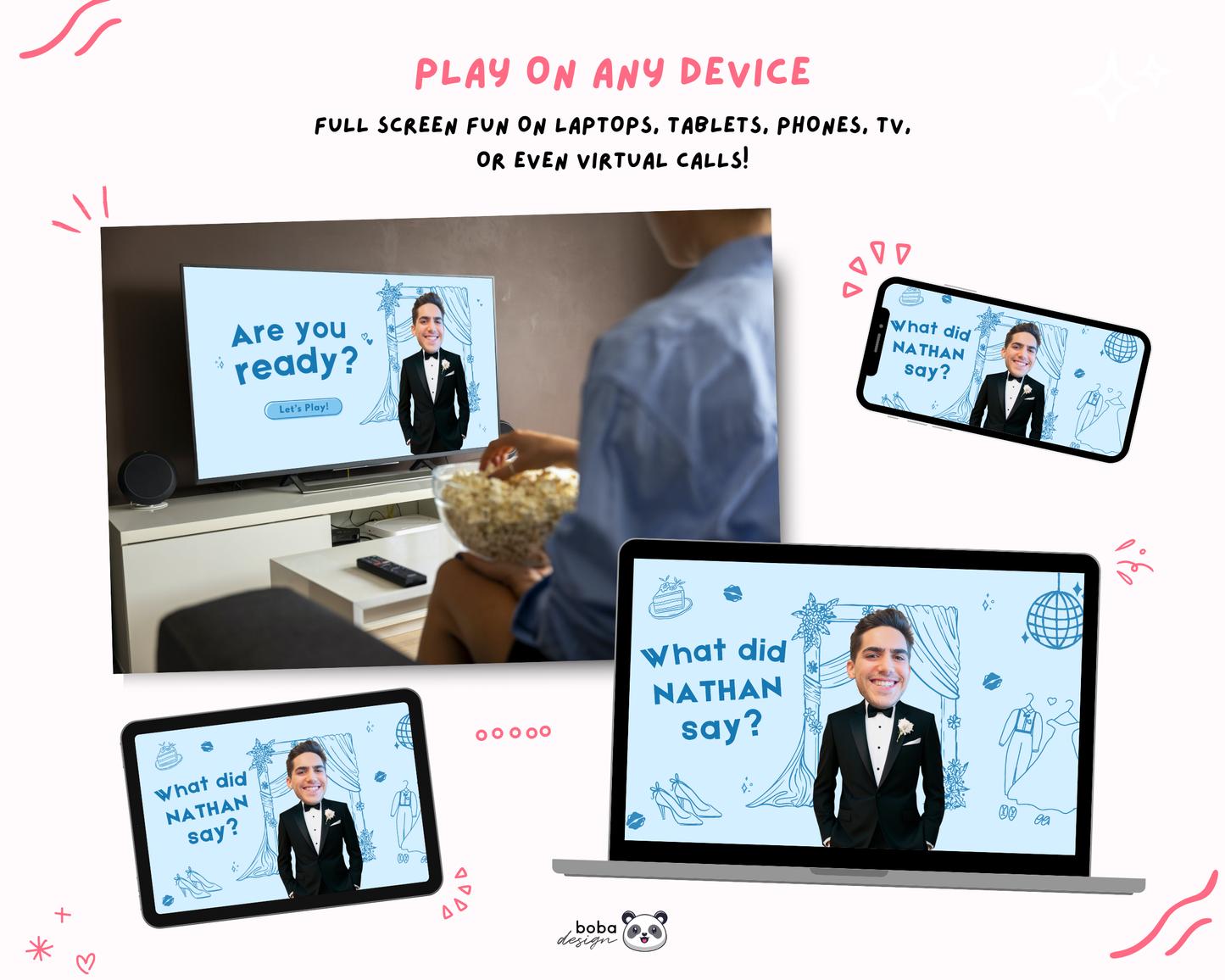 Custom Groom Head What Did the Groom Say Game Blue