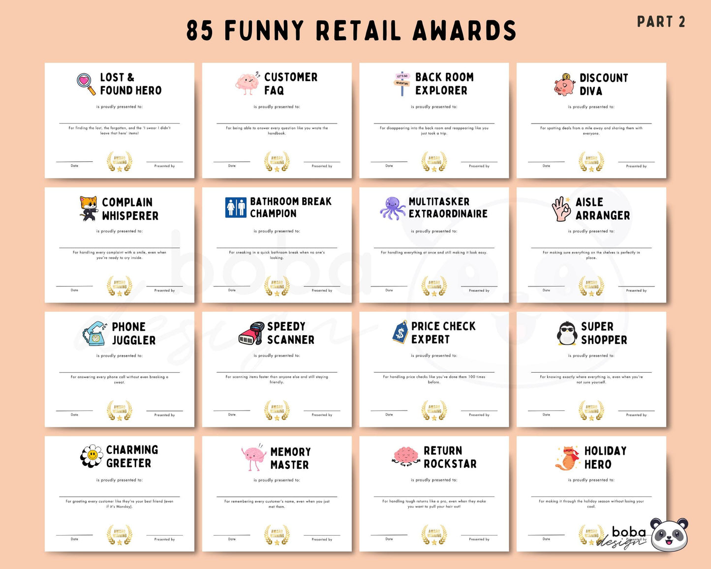 85 Funny Retail Employee Awards - Printable Appreciation Awards