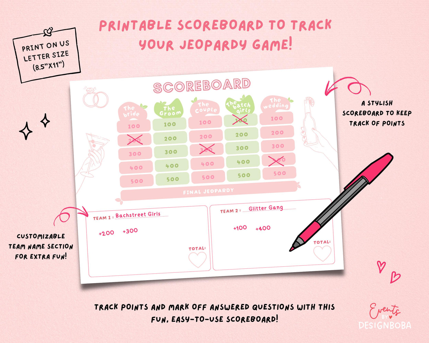 Matcha-Inspired Jeopardy Game – Tea Party Bachelorette (Canva Template)