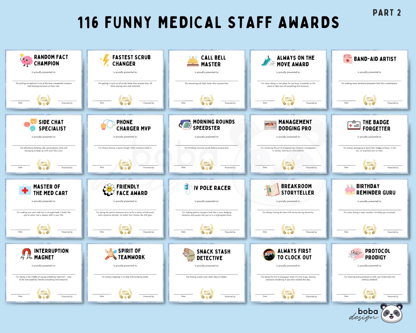 116 Printable Funny Medical Staff Awards - Appreciation Awards