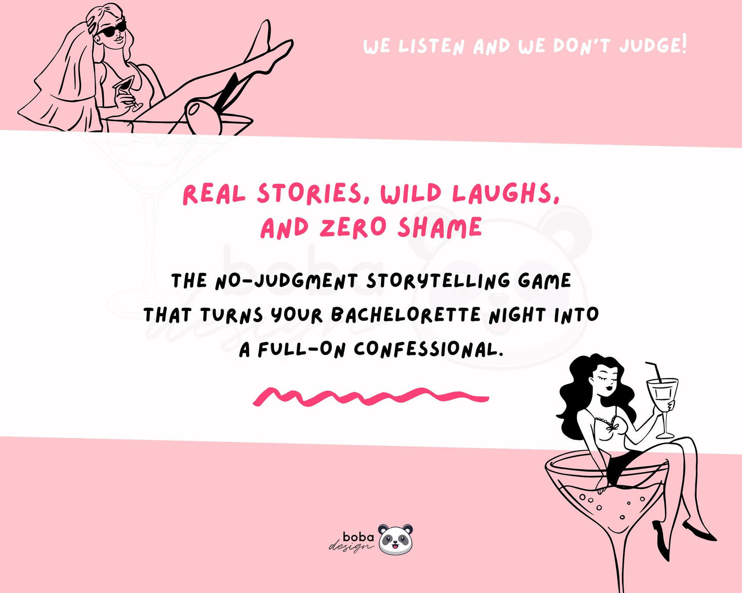We Listen and We Don’t Judge – Viral TikTok Bachelorette Game (Printable)