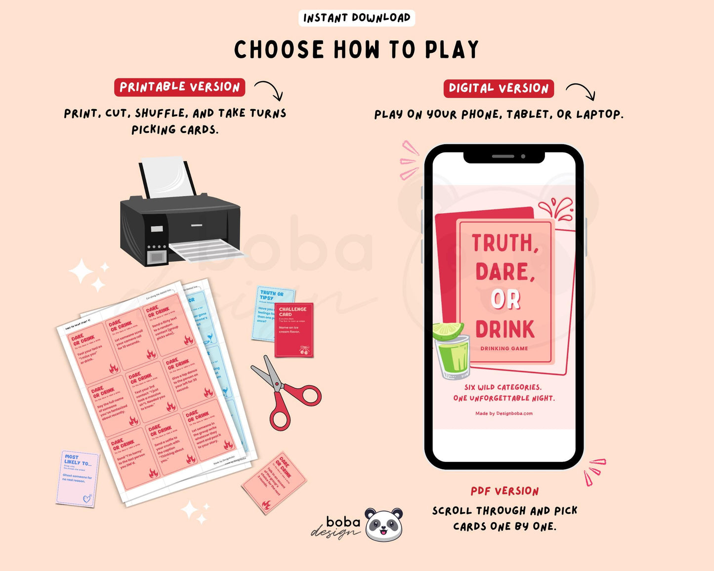 Truth or Dare – Printable Drinking Game for Adults Party