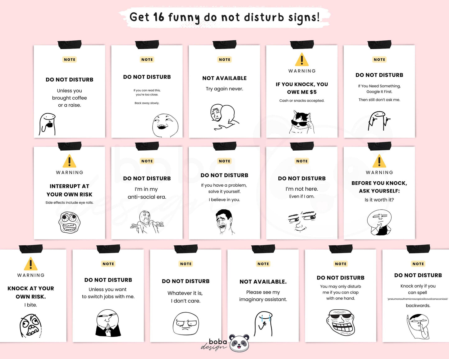 16 Funny Do Not Disturb Signs (Vol. 2 Memes edition) - Printable Office Door and Desk Decor