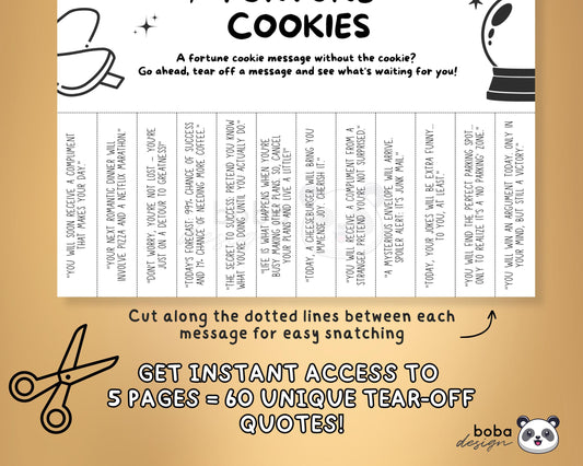 5 Funny Fortune Cookies Tear-Off - Printable Office Sign