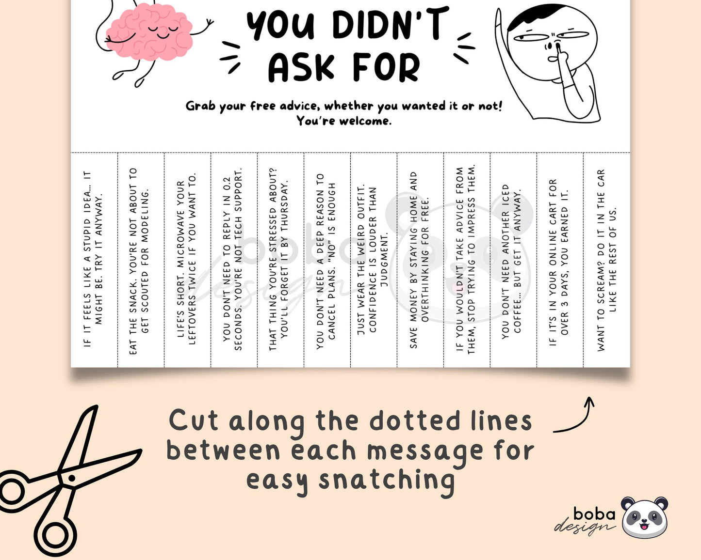 Funny Unsolicited Advice You Didnt Ask Tear-Off - Printable Office Sign, Cubicle Decor