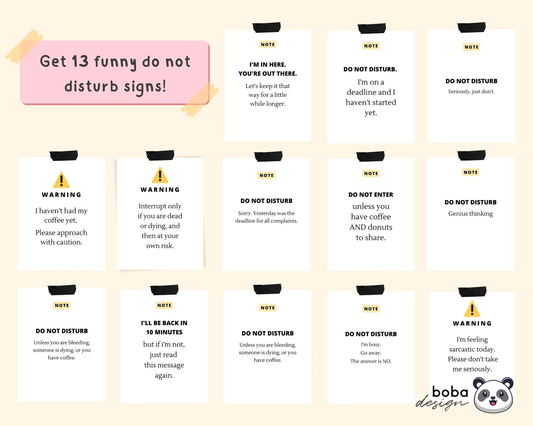 13 Funny Do Not Disturb Signs (Vol. 1) - Printable Office Door and Desk Decor