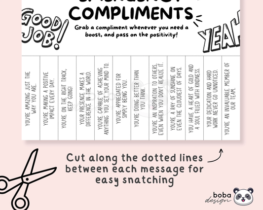 Funny Emergency Compliments Tear-Off (version 1) - Printable Office Sign, Cubicle Decor