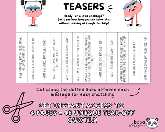 4 Mini Brain Teaser Tear-Off - Printable Office Sign