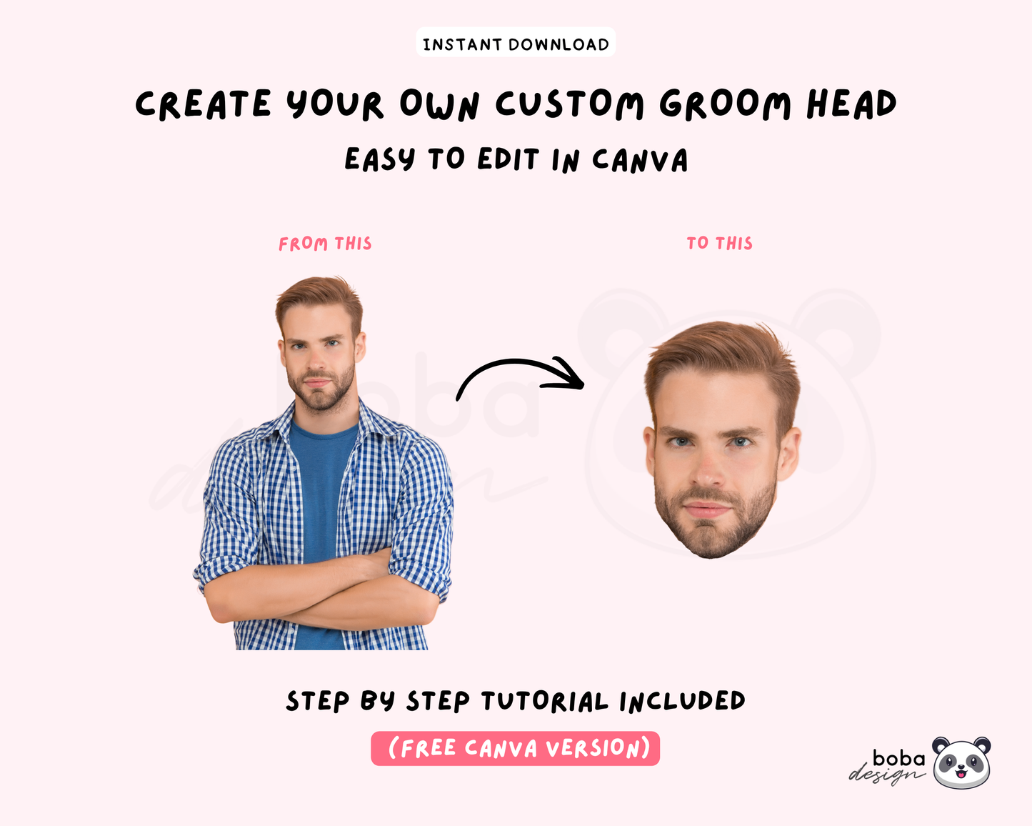 Custom Groom Head What Did the Groom Say Game Pink
