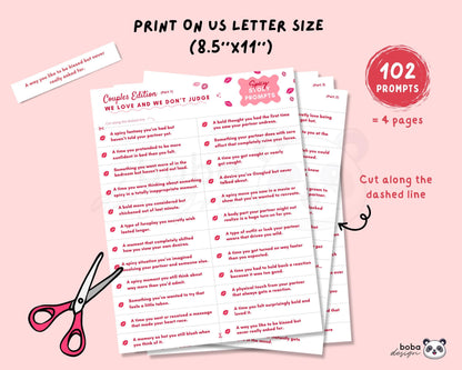 (Spicy Edition) We Love and We Don’t Judge – Printable Couples Drinking Game