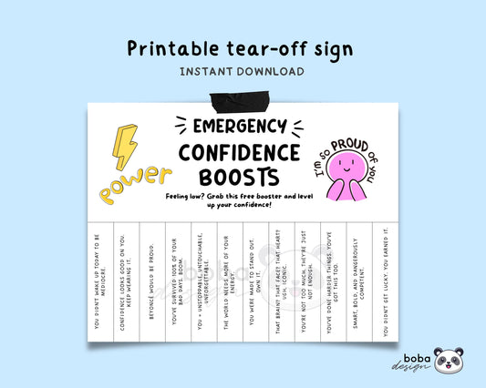 Funny Emergency Confidence Boosts Tear-Off - Printable Office Sign, Cubicle Decor