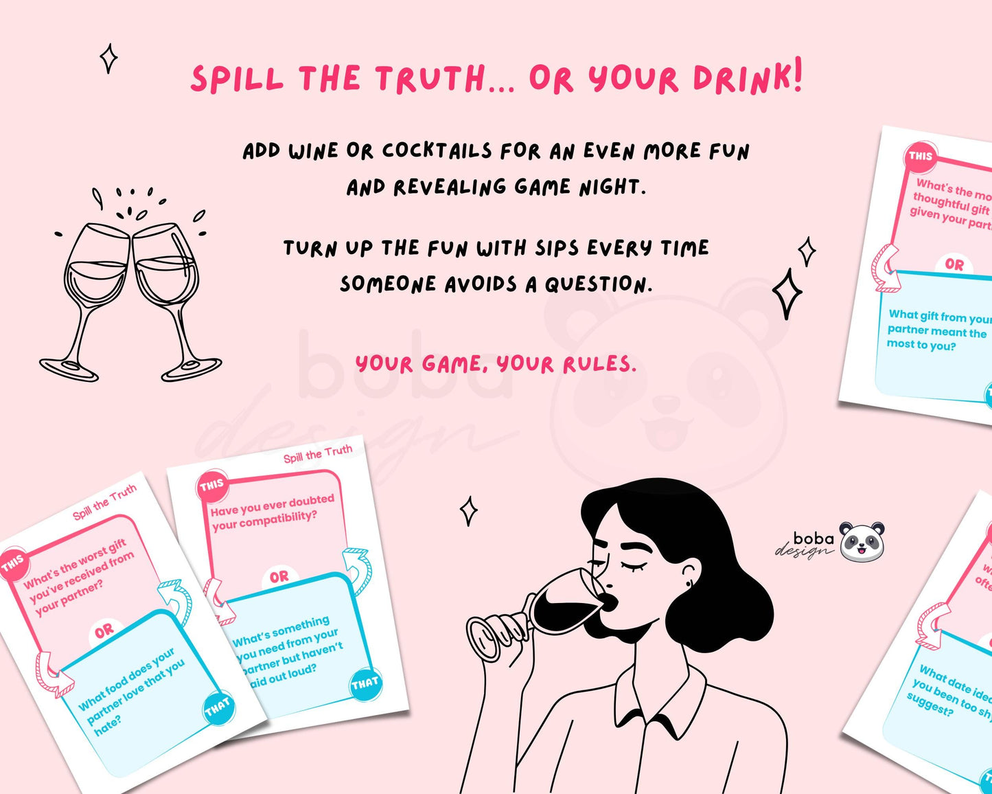 Spill the Truth - Printable This or That Couple Drinking Game Cards