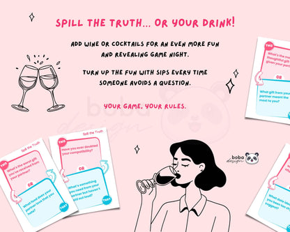 Spill the Truth - Printable This or That Couple Drinking Game Cards