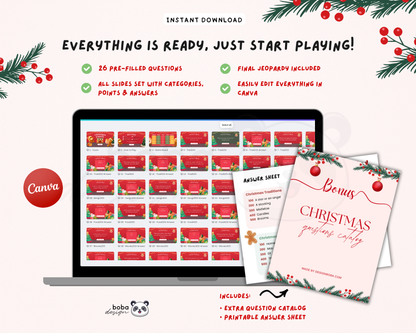 Editable Gingerbread Christmas Jeopardy Game