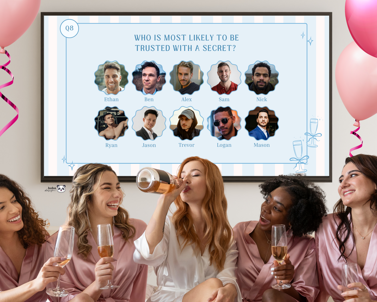 Blue Stripe Gender Swap Bachelorette Game - Bridesmaids to Bridesmen