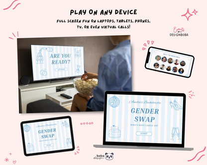 Blue Stripe Gender Swap Bachelorette Game - Bridesmaids to Bridesmen