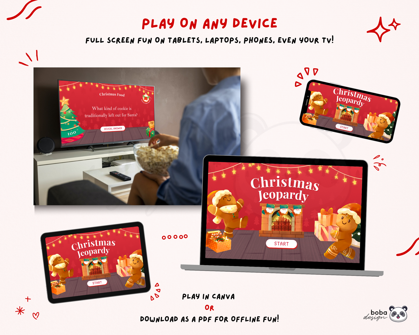 Editable Gingerbread Christmas Jeopardy Game