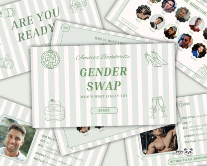 Green Stripe Gender Swap Bachelorette Game - Bridesmaids to Bridesmen