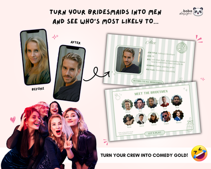 Green Stripe Gender Swap Bachelorette Game - Bridesmaids to Bridesmen